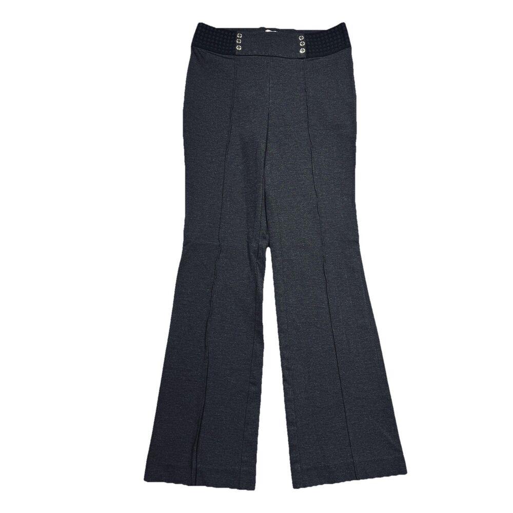 Anne Klein Ponte Knit Pull On Bootcut Pants S (30x30) Gray Pintuck Stretch Women